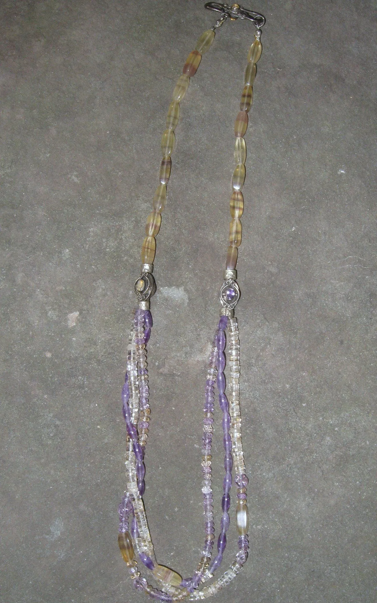 Banded Fluorite, Citrine & Amethyst Necklace