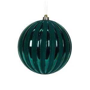 Bauble with Ridges Teal 20cm