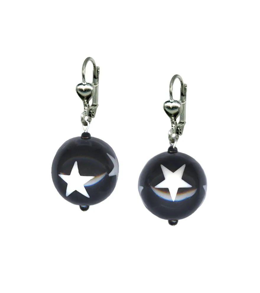 Black & White Star Ball Dangle Earrings by Classic Hardware