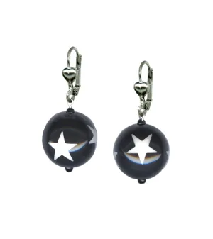 Black & White Star Ball Dangle Earrings by Classic Hardware