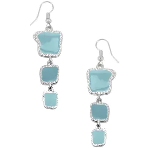 Blue Enamel Accents Dangle Earrings in Silver