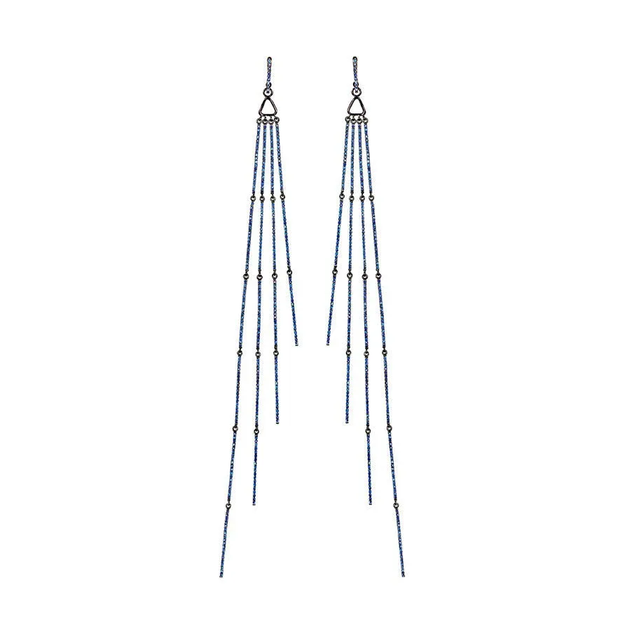 Blue Sapphire Lines Earrings