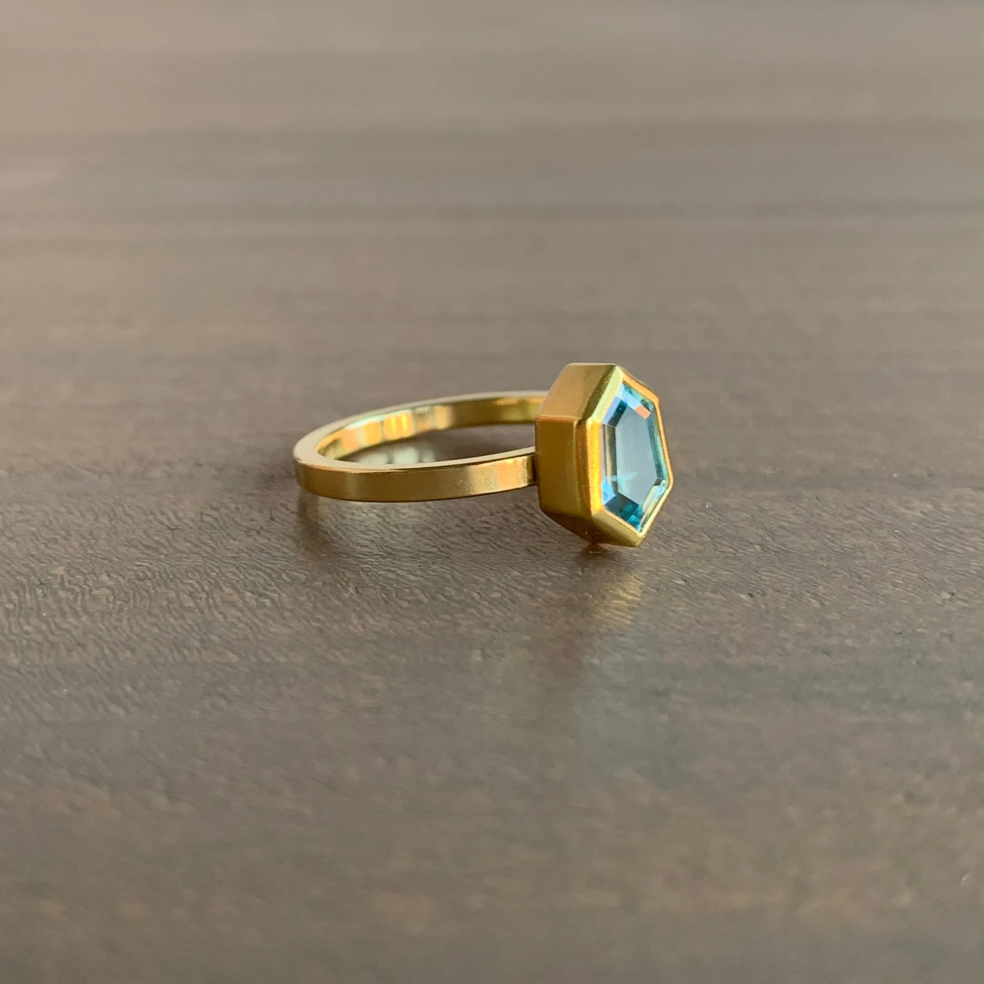Blue Zircon Shield Ring