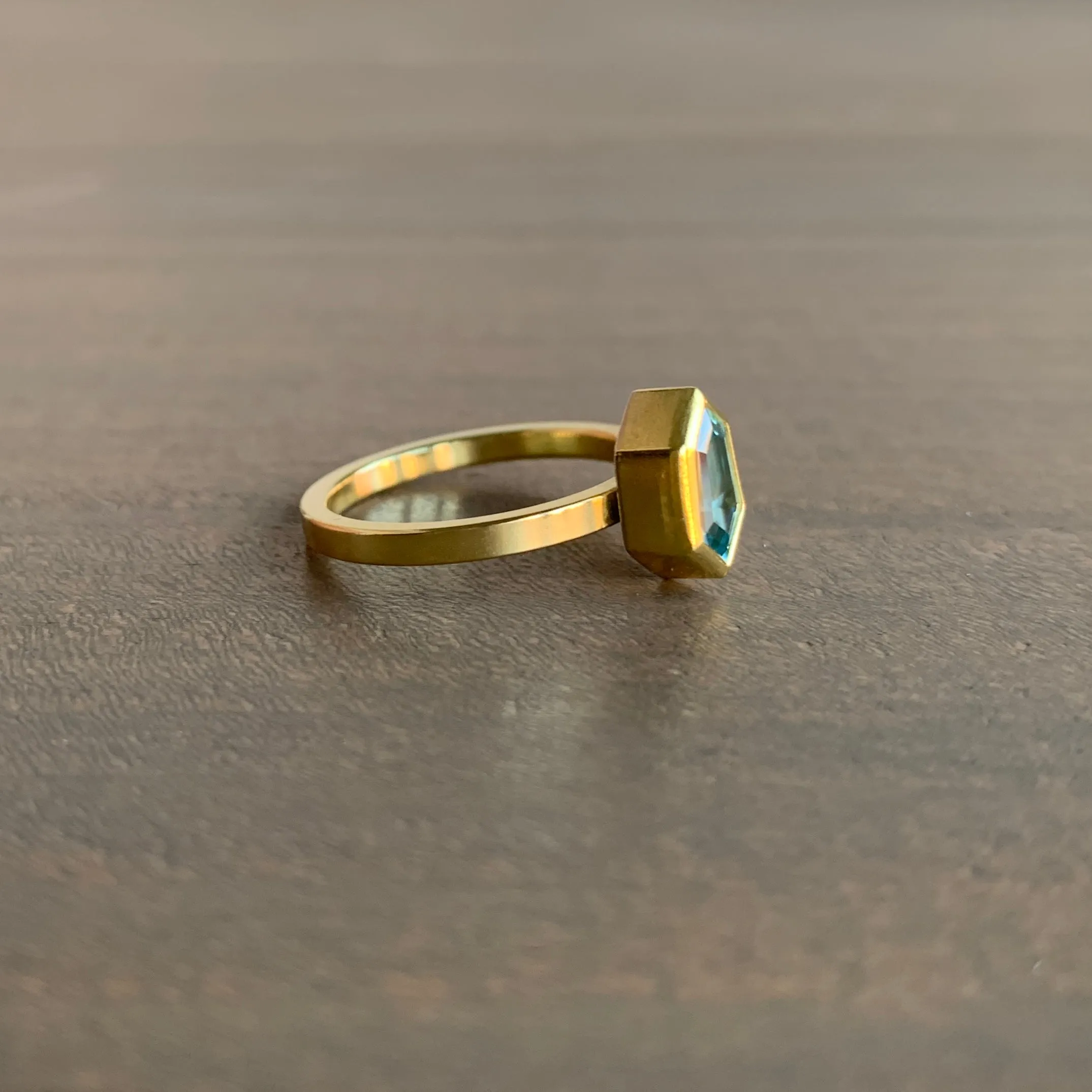 Blue Zircon Shield Ring