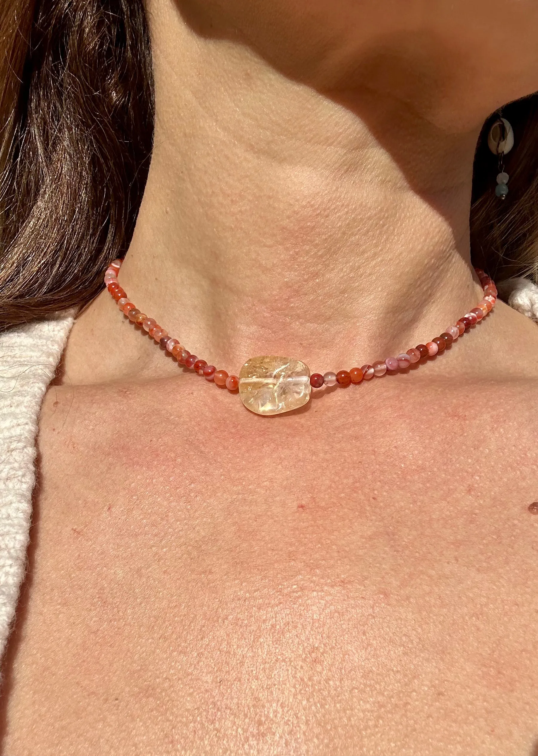 Carnelian With Citrine Choker