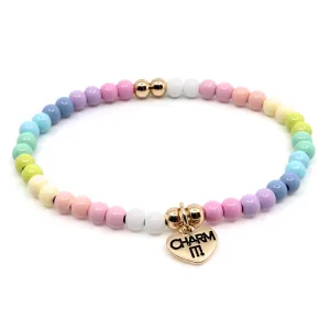 Charm It Bead Stretch Bracelet 4mm Pastel Rainbow