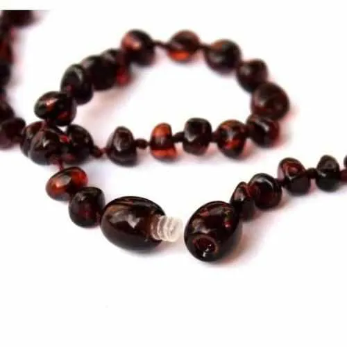 Childs Blackforest Polished Dark Cherry Black Baltic Amber Bead Necklace