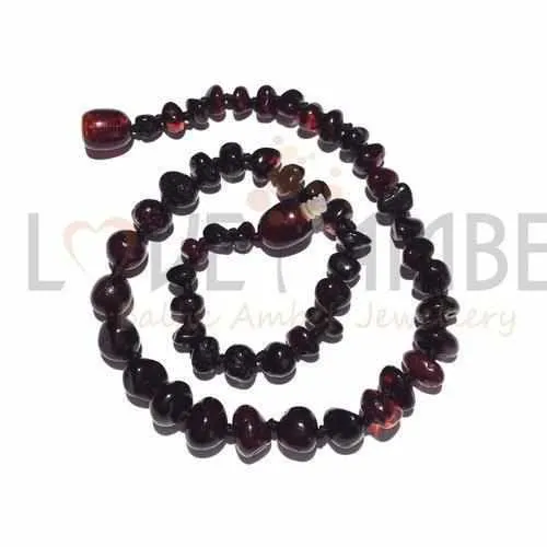 Childs Blackforest Polished Dark Cherry Black Baltic Amber Bead Necklace