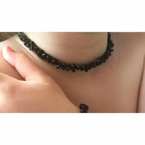 Childs Blackforest Polished Dark Cherry Black Baltic Amber Bead Necklace
