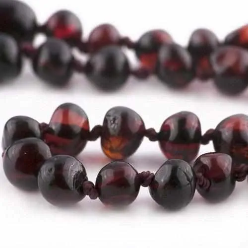Childs Blackforest Polished Dark Cherry Black Baltic Amber Bead Necklace