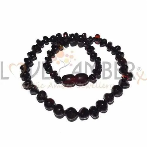 Childs Blackforest Polished Dark Cherry Black Baltic Amber Bead Necklace