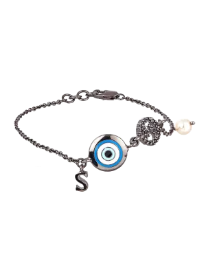 Circle of Protego Monogram Charm Bracelet - Gunmetal