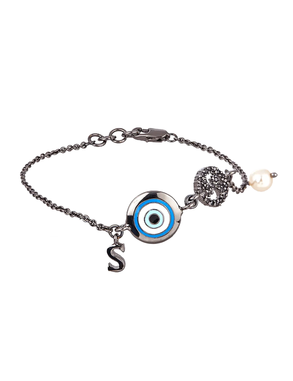 Circle of Protego Monogram Charm Bracelet - Gunmetal
