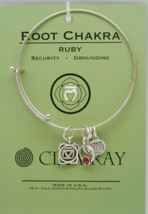 Clea Ray Silver Chakra Symbol Bangle Bracelets