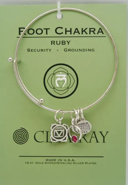 Clea Ray Silver Chakra Symbol Bangle Bracelets