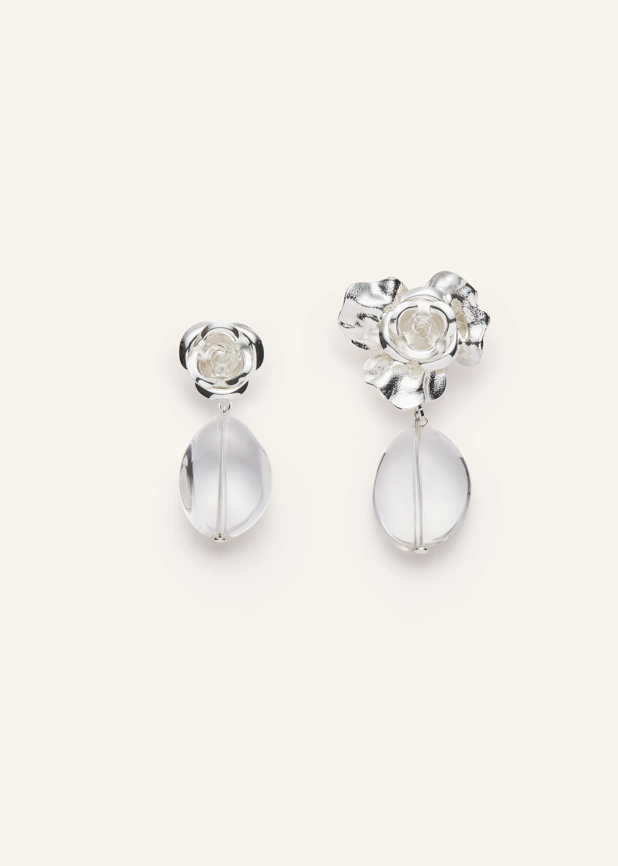 Clear drop dangle rosette earrings