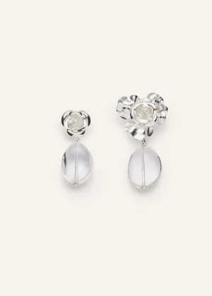 Clear drop dangle rosette earrings