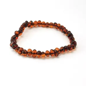 Cognac Amber Bead Stretch Bracelet