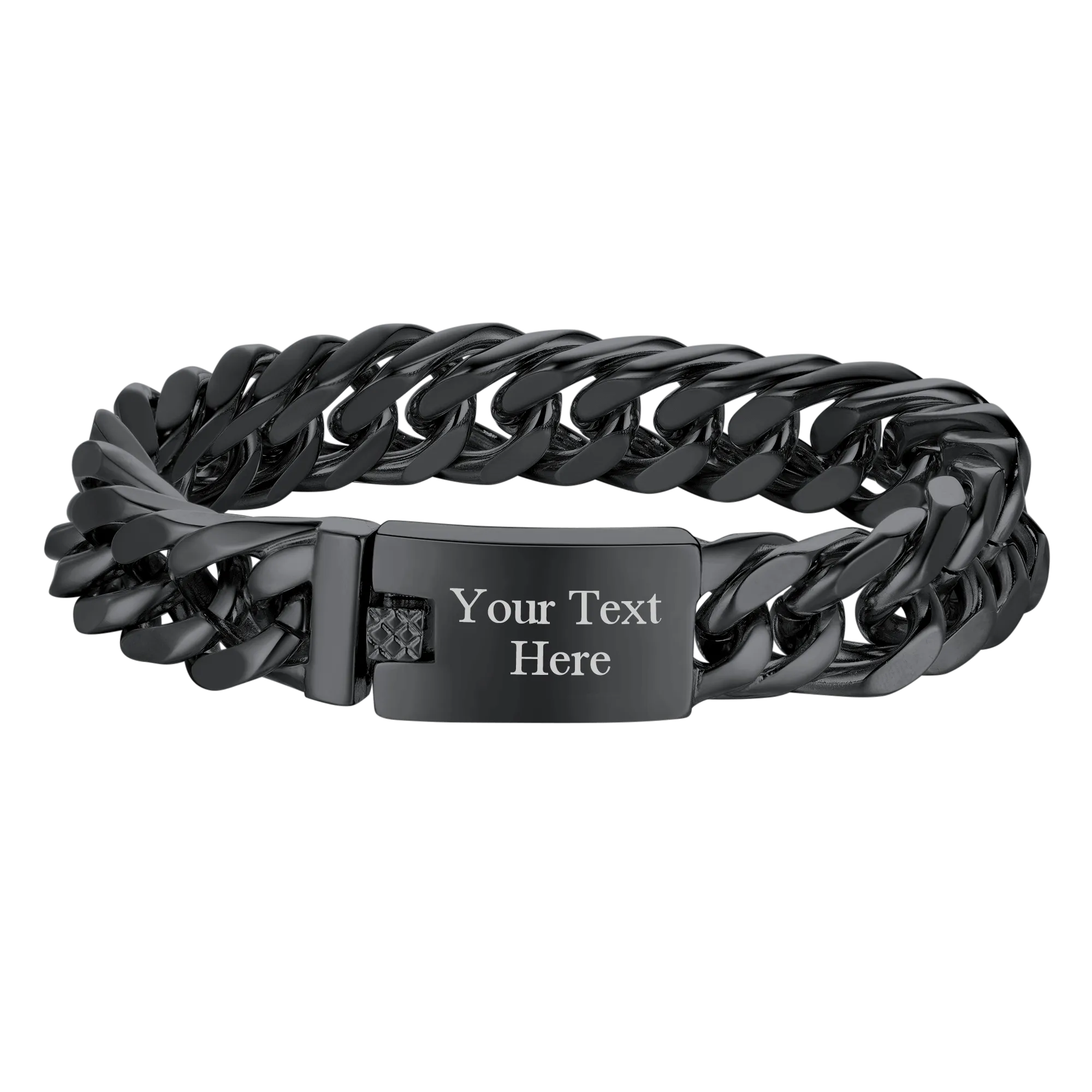 Custom ID Engraved Miami Cuban Link Chain Bracelet For Men
