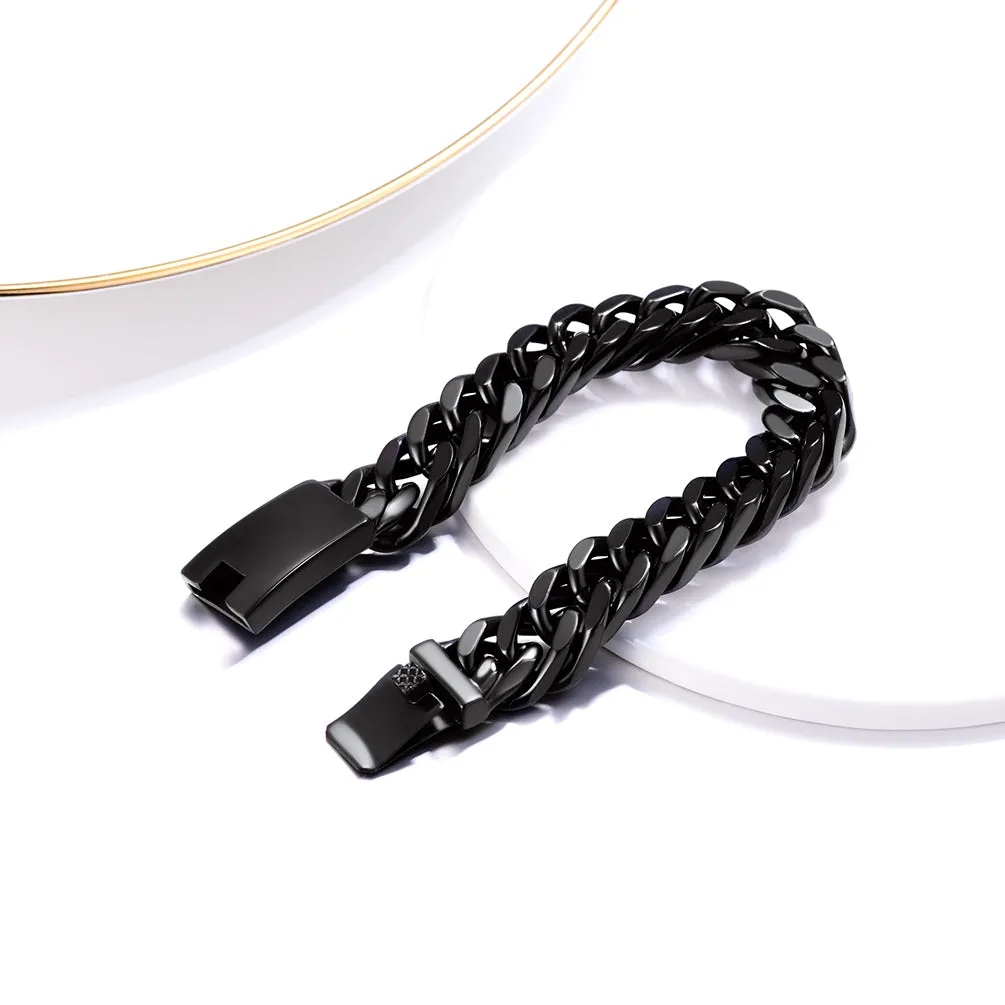 Custom ID Engraved Miami Cuban Link Chain Bracelet For Men