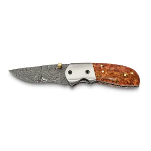 Damascus Steel 256 Layer Folding Compressed Red Coral Chips Handle Knife