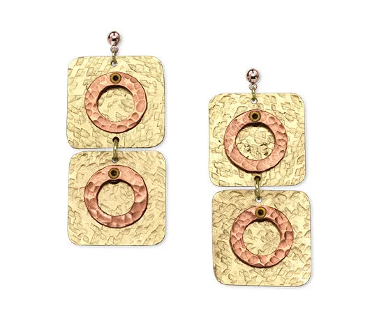 DANCE LONG Double Square Rectangular Post Dangle Earring from the SCULPTURAL Collection