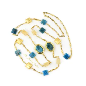 Demi teal apatite and citrine gold chain necklace