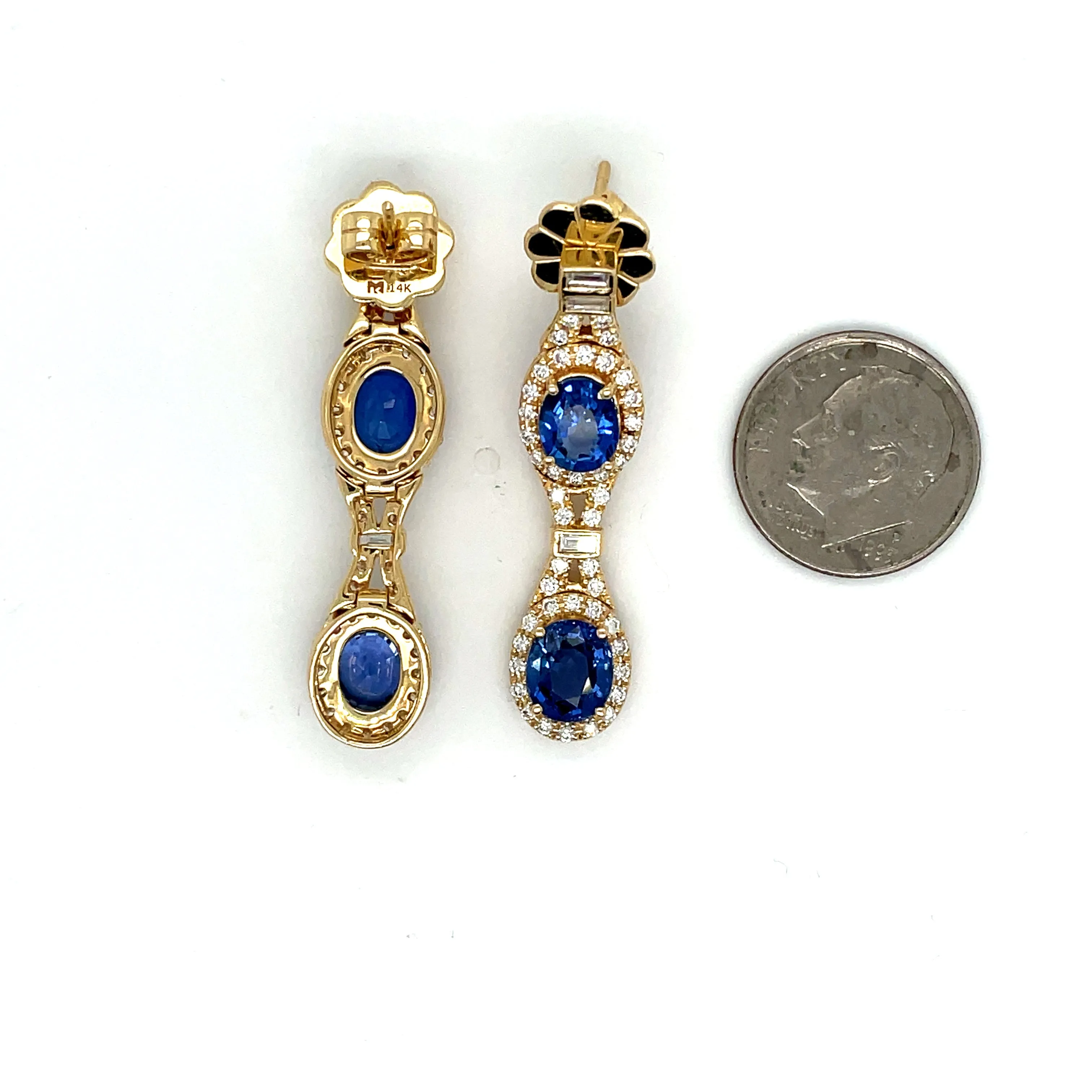 Designer Beverly  5.60 cttw Sapphire and Diamond Dangle Earrings 07987