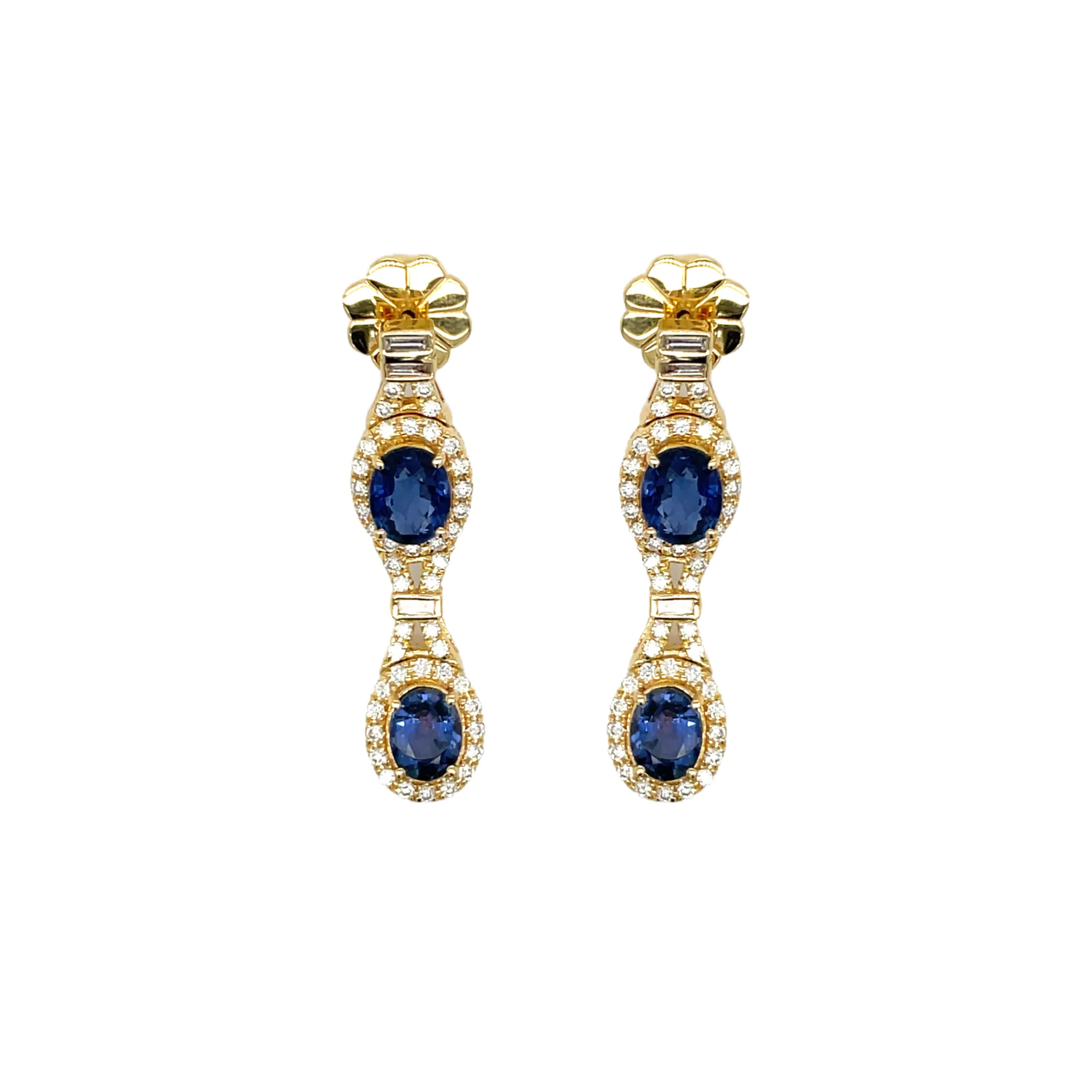 Designer Beverly  5.60 cttw Sapphire and Diamond Dangle Earrings 07987