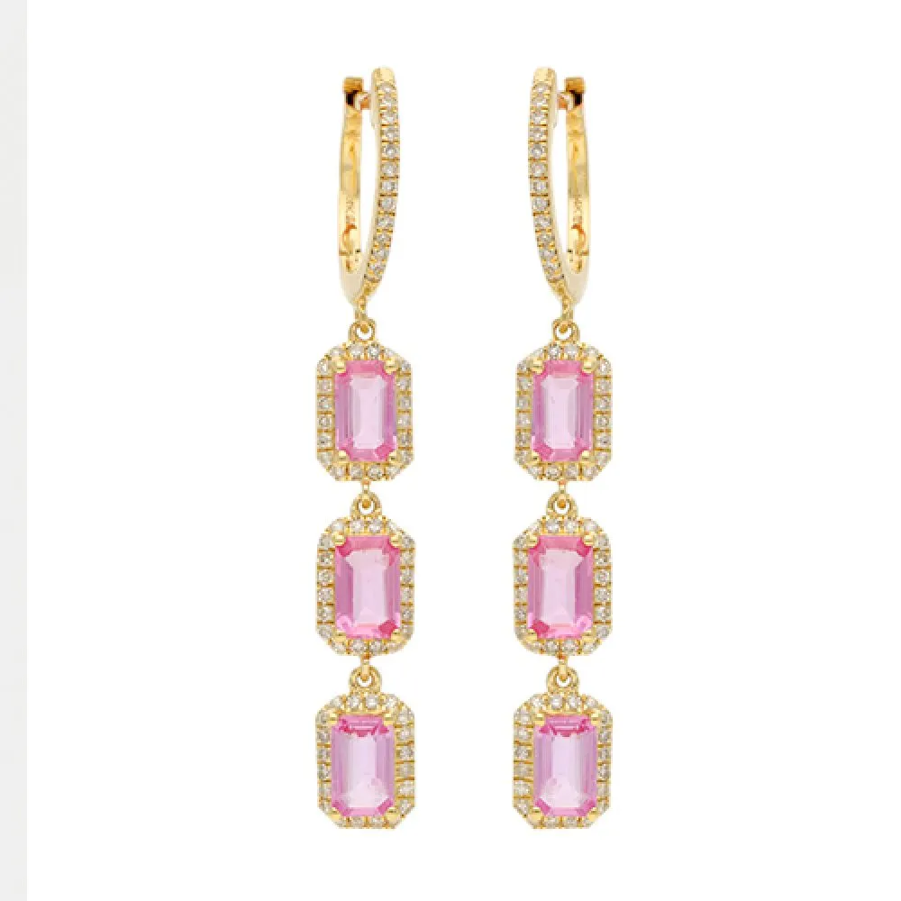 Diamond & Blue Sapphire Drop Earrings
