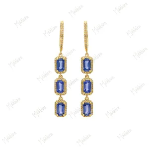 Diamond & Blue Sapphire Drop Earrings