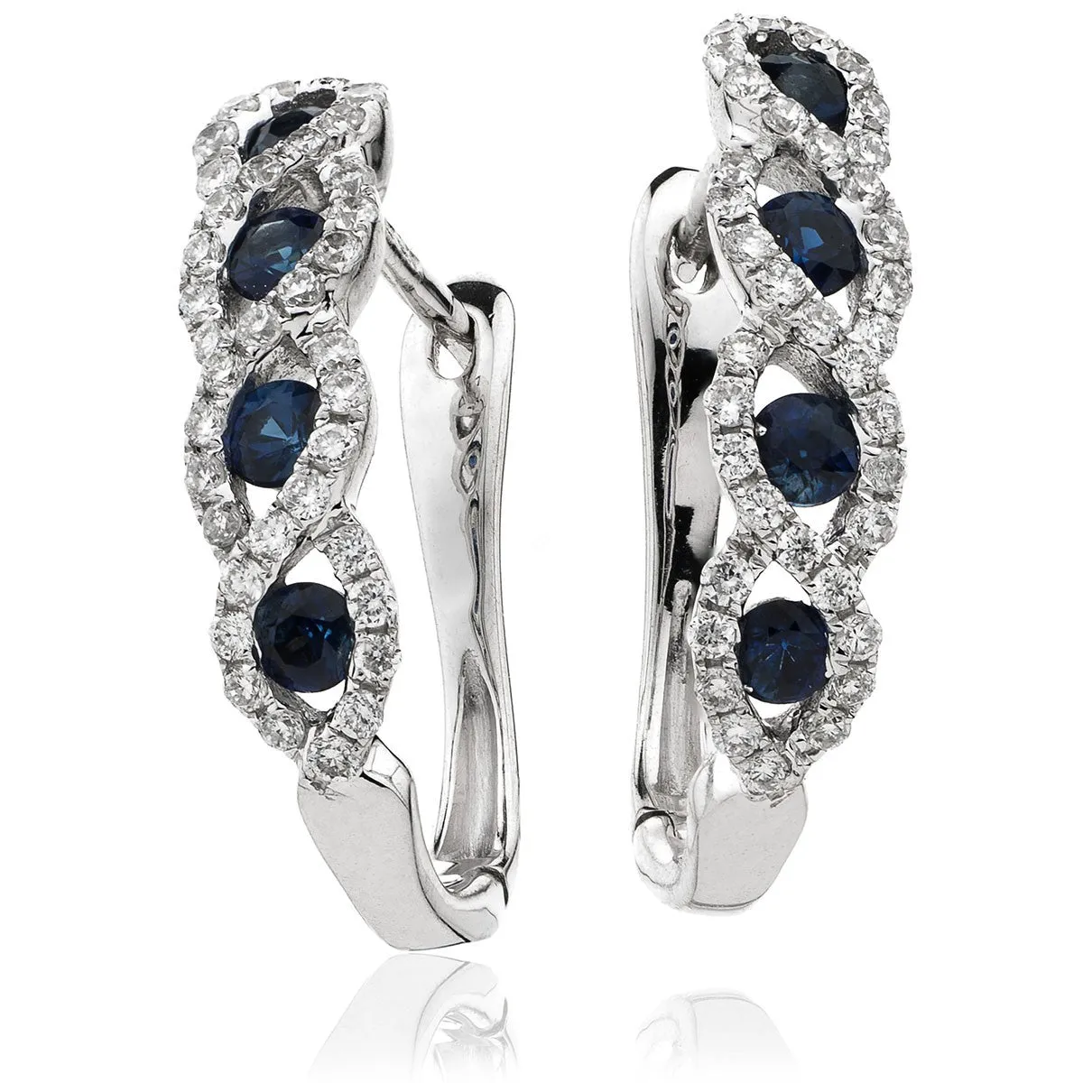 Diamond & Blue Sapphire Earrings 0.65ct