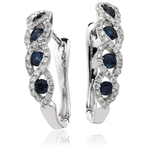 Diamond & Blue Sapphire Earrings 0.65ct