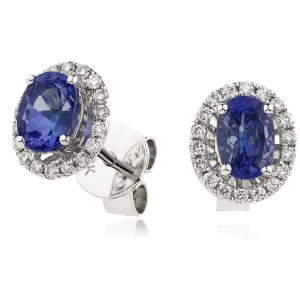 Diamond & Blue Sapphire Earrings 0.90ct