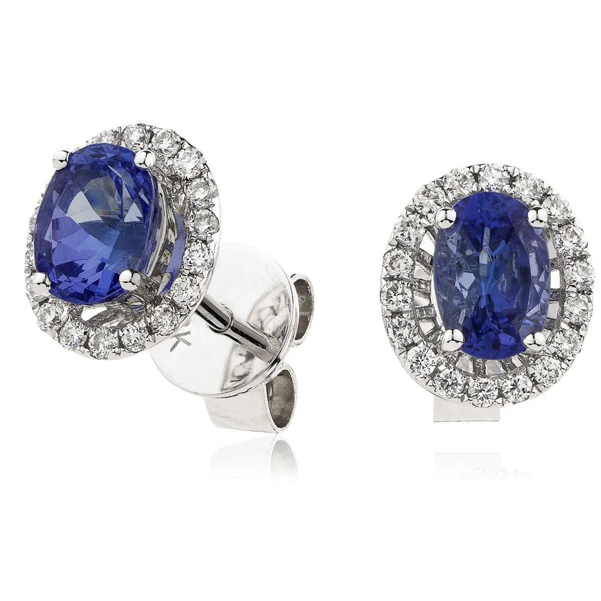 Diamond & Blue Sapphire Earrings 0.90ct