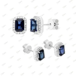 Diamond Blue Sapphire Studs 6.70x8.70mm