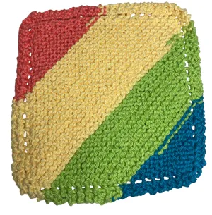 Dishcloth 7x7 Coral/Ylw/grn/teal  Handmade by Me