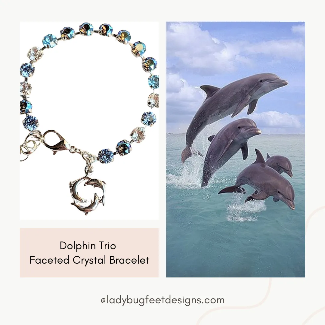 Dolphin Trio Faceted Crystal Bracelet