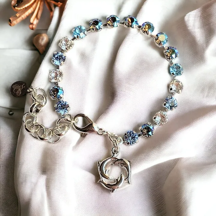 Dolphin Trio Faceted Crystal Bracelet