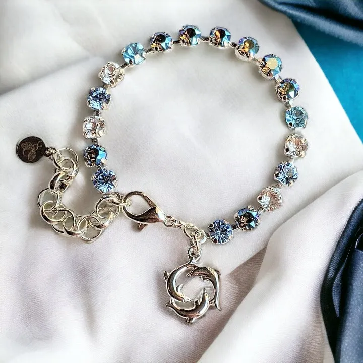 Dolphin Trio Faceted Crystal Bracelet