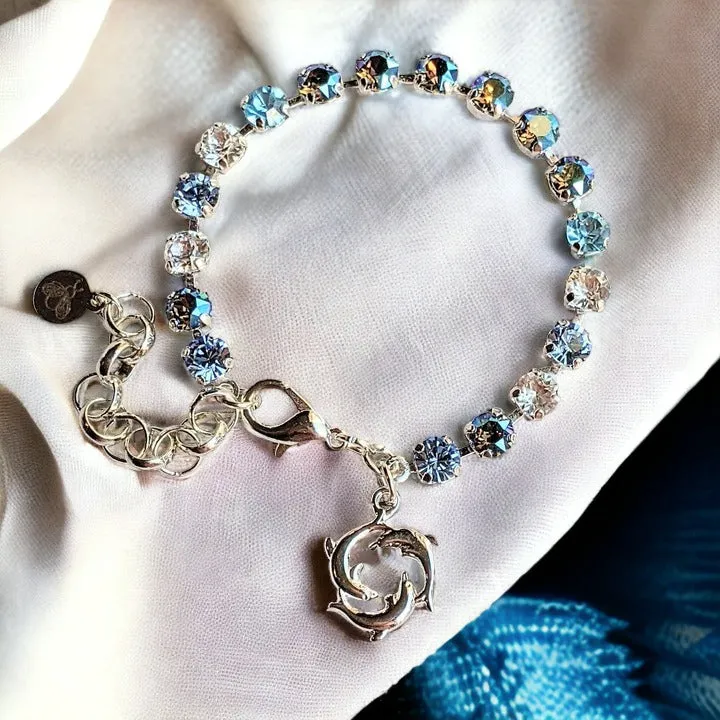 Dolphin Trio Faceted Crystal Bracelet