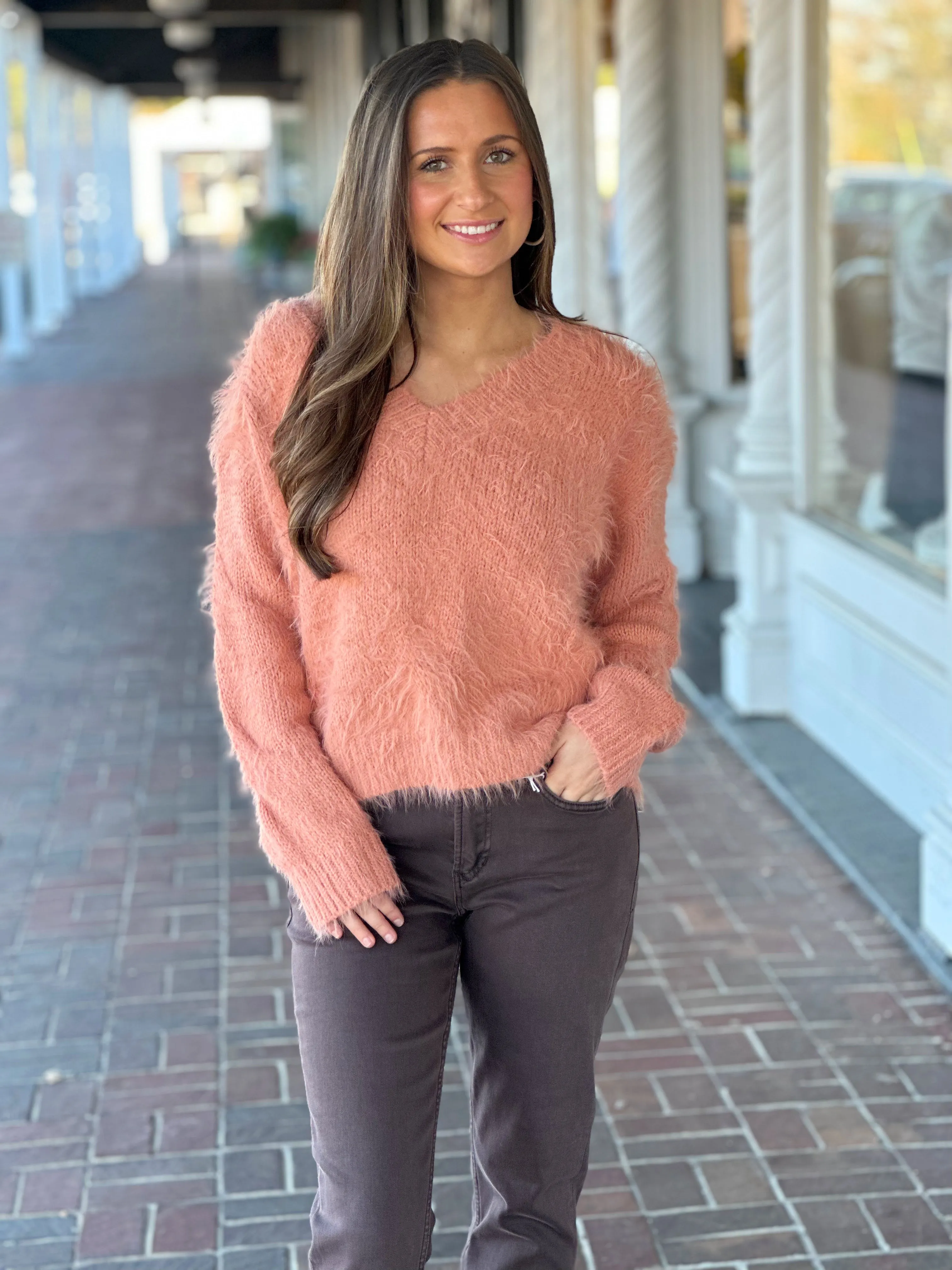 Don't Think About You Coral Sweater