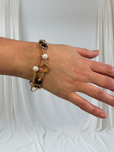 Double Strand Bracelet with Natural Stones