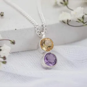 Duo Stone Birthstone Pendant Necklace