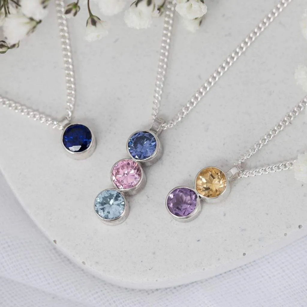Duo Stone Birthstone Pendant Necklace