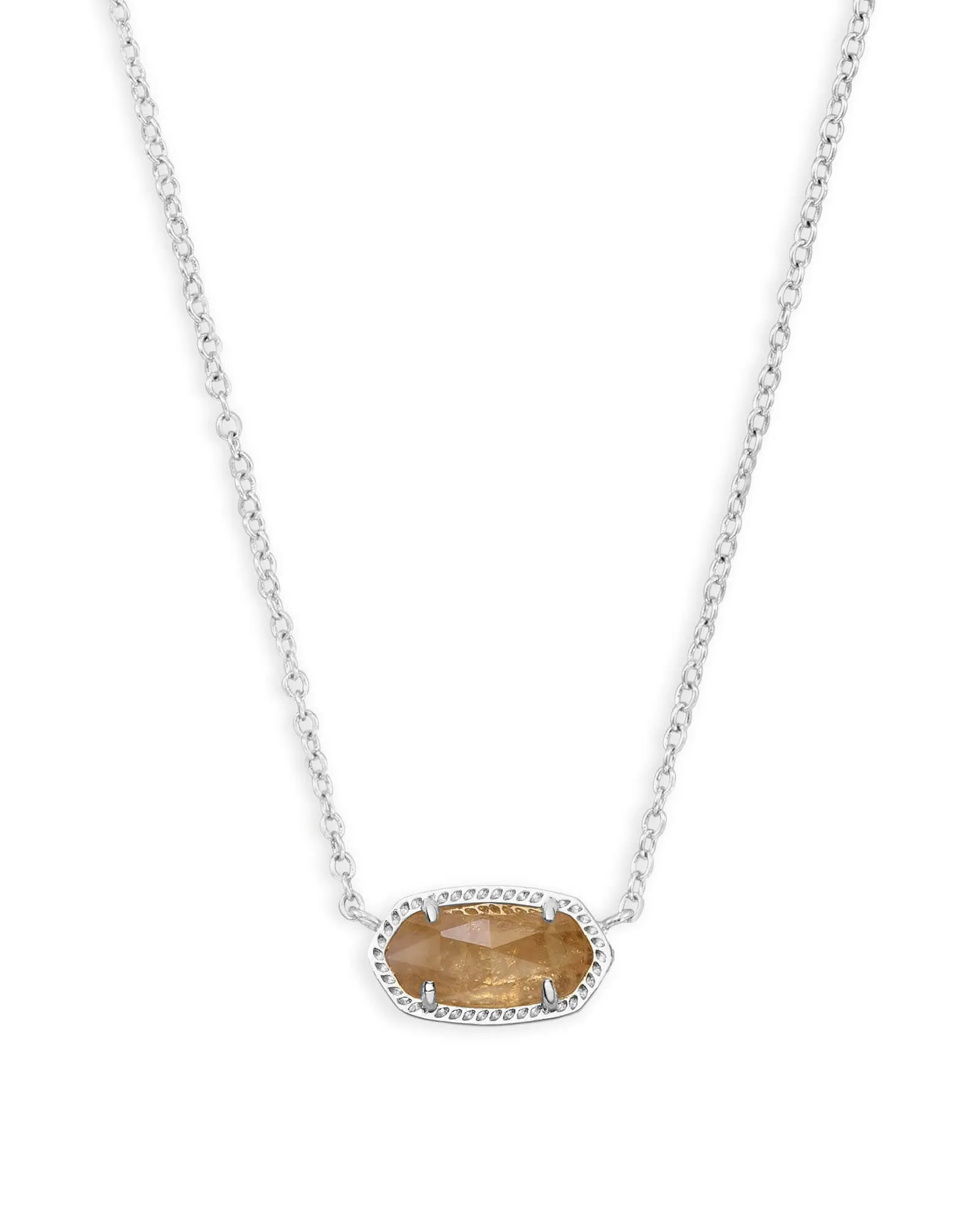 Elisa Silver Plated Necklace in Orange Citrine Quartz by Kendra Scott