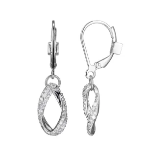 ELLE SS "Ovation" Oval CZ Twisted Link Dangle Earrings (SI5049)