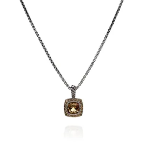 Estate David Yurman Two-Tone Petite Albion Citrine and Yellow Sapphire Pendant Necklace