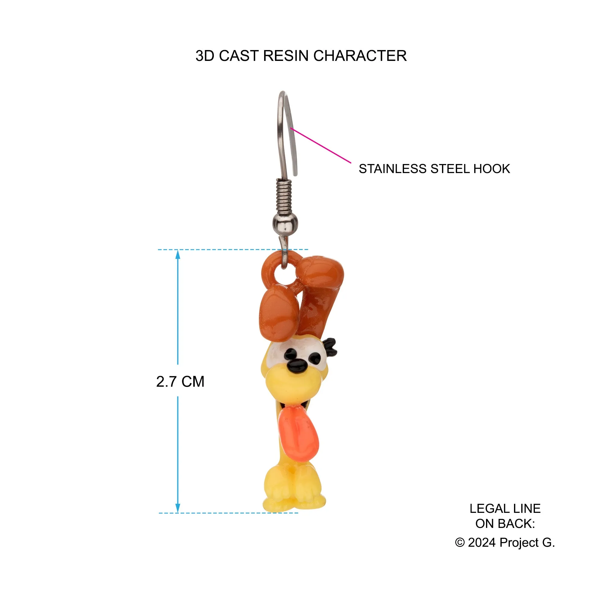 Garfield  Odie 3D Charm Dangle Earrings