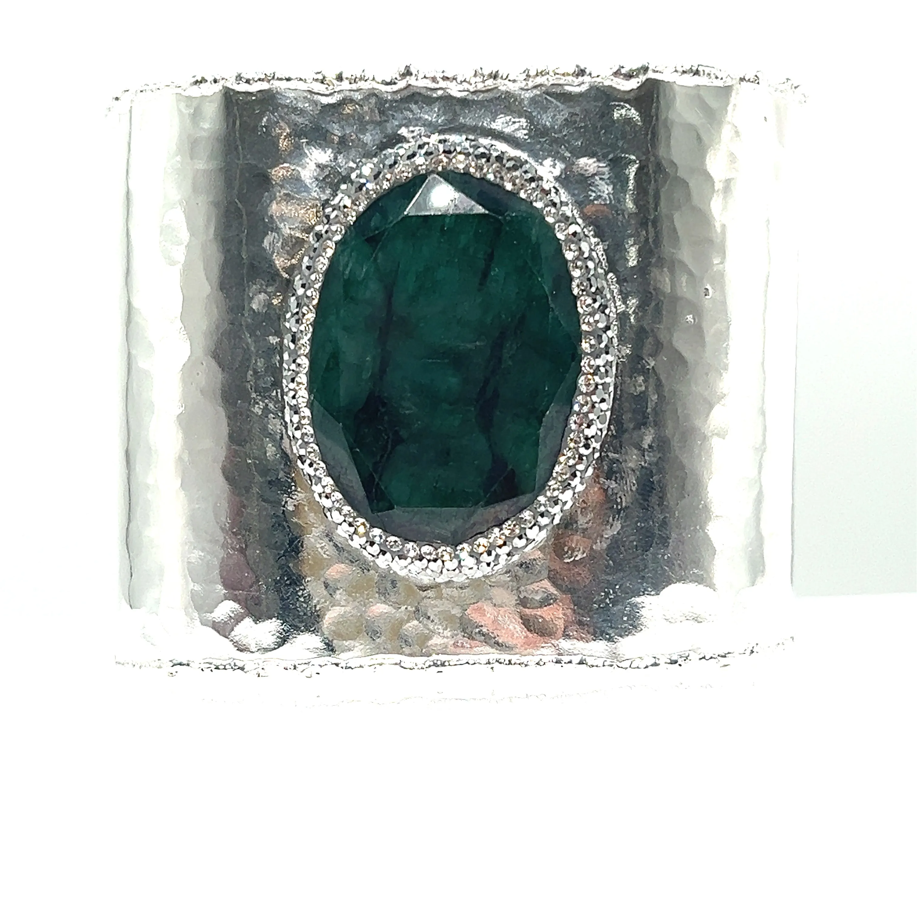 Gemstone Silver Adjustable Statement Cuff Bracelet